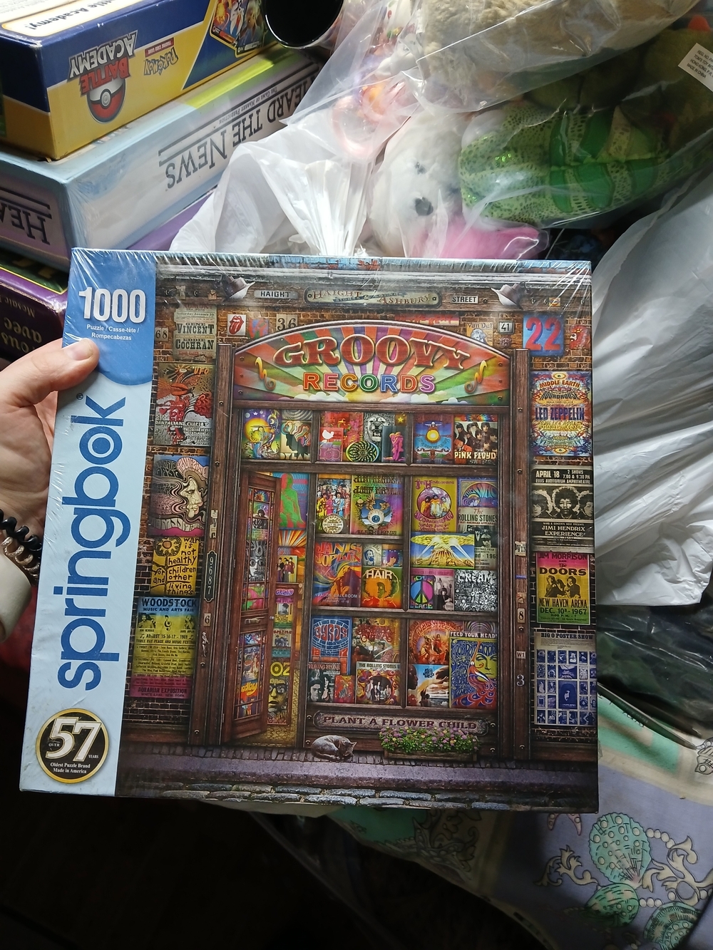 Springbok Groovy Records 1000-Piece Jigsaw Puzzle - Colorful Retro Storefront